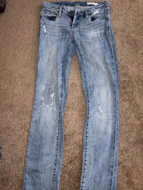 Light Wash Distressed Straight Jeans with rips
